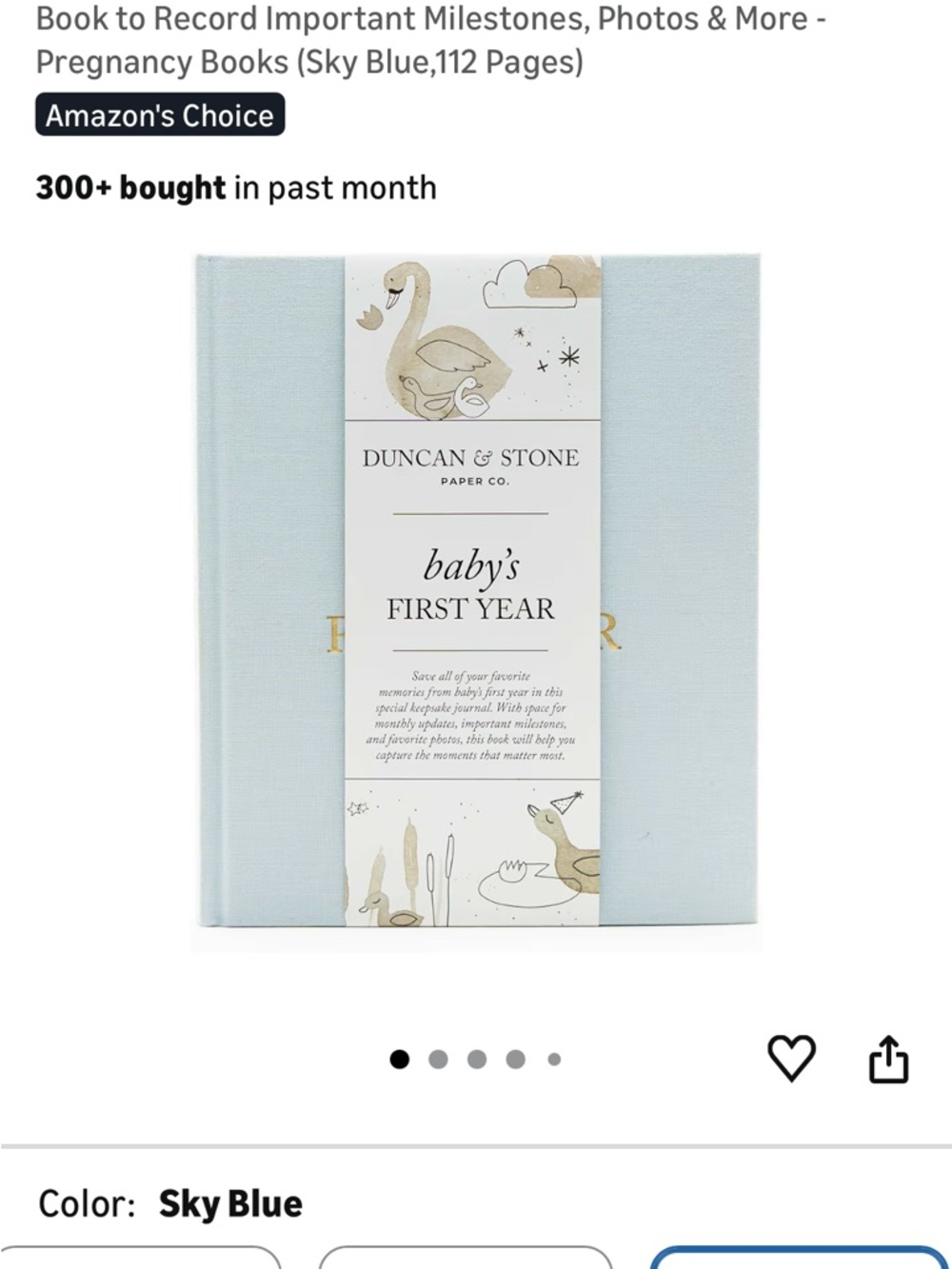 Duncan & Stone Baby's First Year Memory Book - Sky Blue